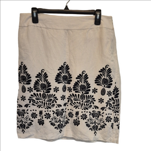 Ann Taylor Loft Elegant Black and White Skirt In Linen Blend